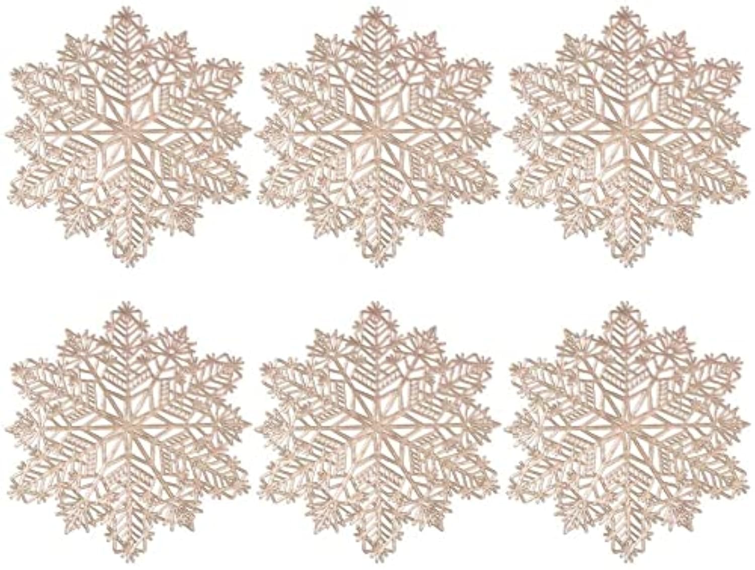 6-Pack Christmas Snowflake Place Mats Hollow Out Placemats Decorative Snow Coasters for Xmas Holiday Wedding Dinner Decoration - Gold