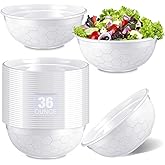 Afarnook 100 Pack 36oz White Disposable Plastic Bowls Plastic Salad Bowls Large Stackable Serving Soup Microwave Safe Dinnerware for Birthdays Weddings Festivals Party(Soccer)