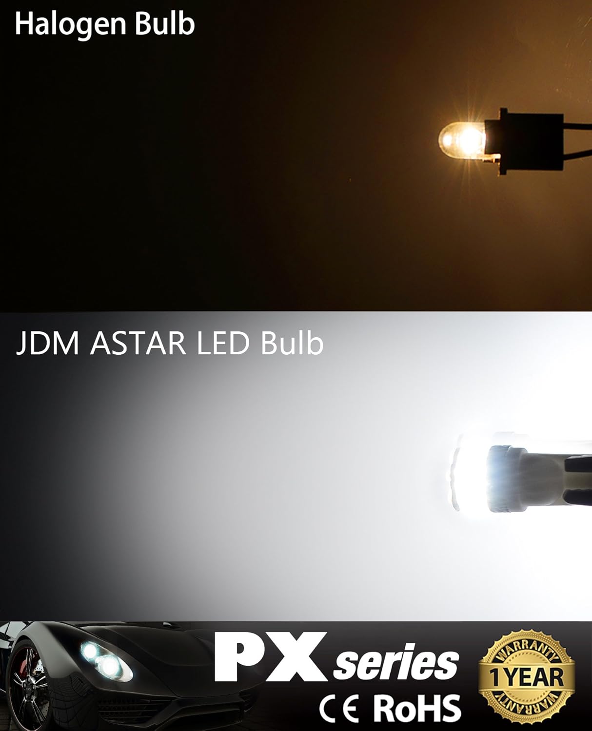 Amazon.com: JDM ASTAR Extremely Bright 3014 Chipsets 194 168 2825 W5W T10  New Style LED Bulbs,Xenon White: Automotive