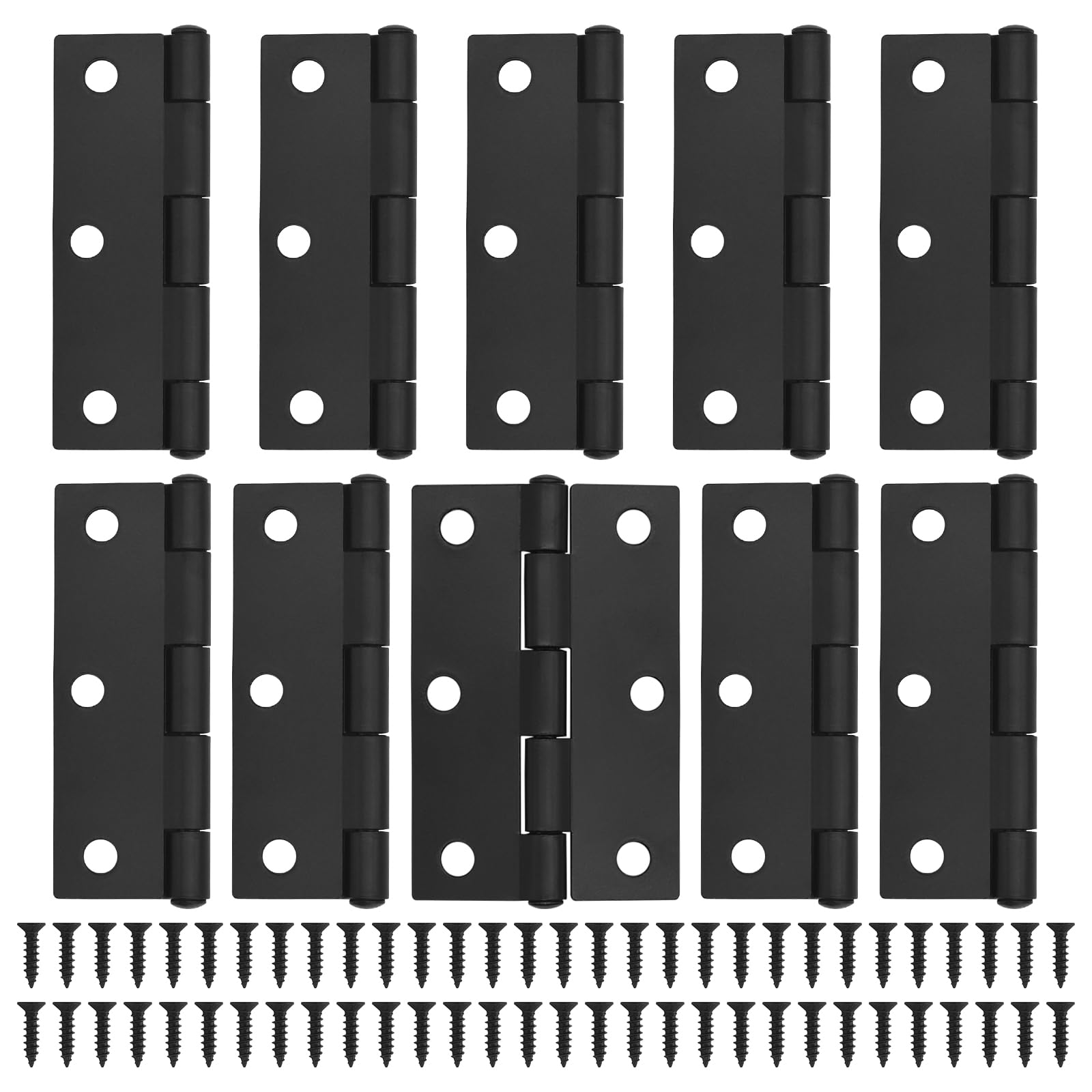JJWNMLL Black Door Hinges 10 pcs - 75mm (3 Inch) Cupboard Door Hinge with 60 pcs Black Screws Door Hinges Internal for Home Furniture Wooden Door Hinge