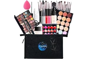 VENSHUN All in one makeup kit full versatile essential eyeshadow palette lipstick, blush, foundation, concealer, lip gloss, mascara, lip balm, powder puff powder, makeup set for women