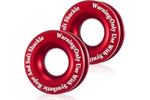 Otoolling 2 Pcs Winch Snatch Recovery Ring Block Pulley 66, 000 Lbs Compatible for SUV UTV ATV Off-Road Vehicle and Truck Pulley Towing Ring for Synthetic Rope and Soft Shackle(Red)