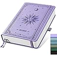 EMSHOI Lined Journal Notebook - 320 Numbered Pages, 100gsm Thick Journals, A5 Hardcover Leather College Ruled Notebooks for Women Men School Work Writing Note Taking, 5.75 x 8.38-Light Purple