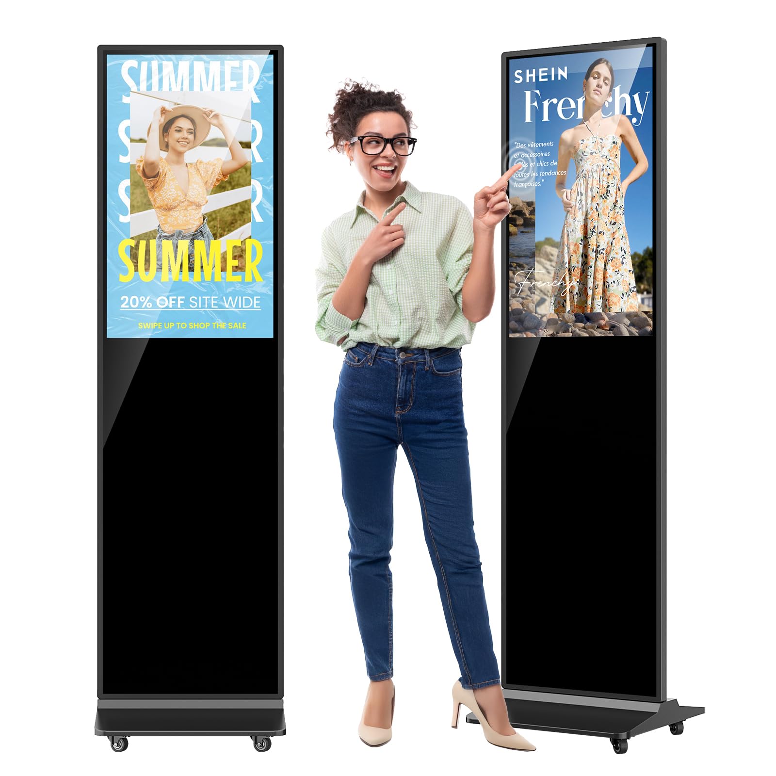 JIYANG 55" 4K Digital Signage Display - Floor Standing LCD Kiosk With Android System