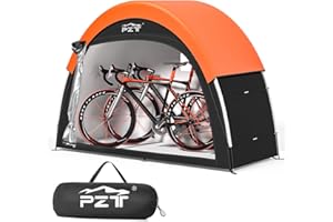 PZT Upgraded Bike Tent with Rain Cover, Portable Outdoor Storage Shed for 2 Bikes, 210D Oxford Fabric PU4000 Waterproof, Bike Shed/Bike Cover for Motorcycles, Garden Tools, Lawn Mower