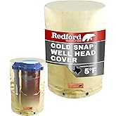 Redford Supply Co. Cold Snap (5°F) Round Insulated Well Pump Cover, 8"Dia x 12"H, Water Well Tank Covers Insulated, Pressure Tank Insulation Blanket, Outdoor Wells Head Insulation for Winter (Beige)