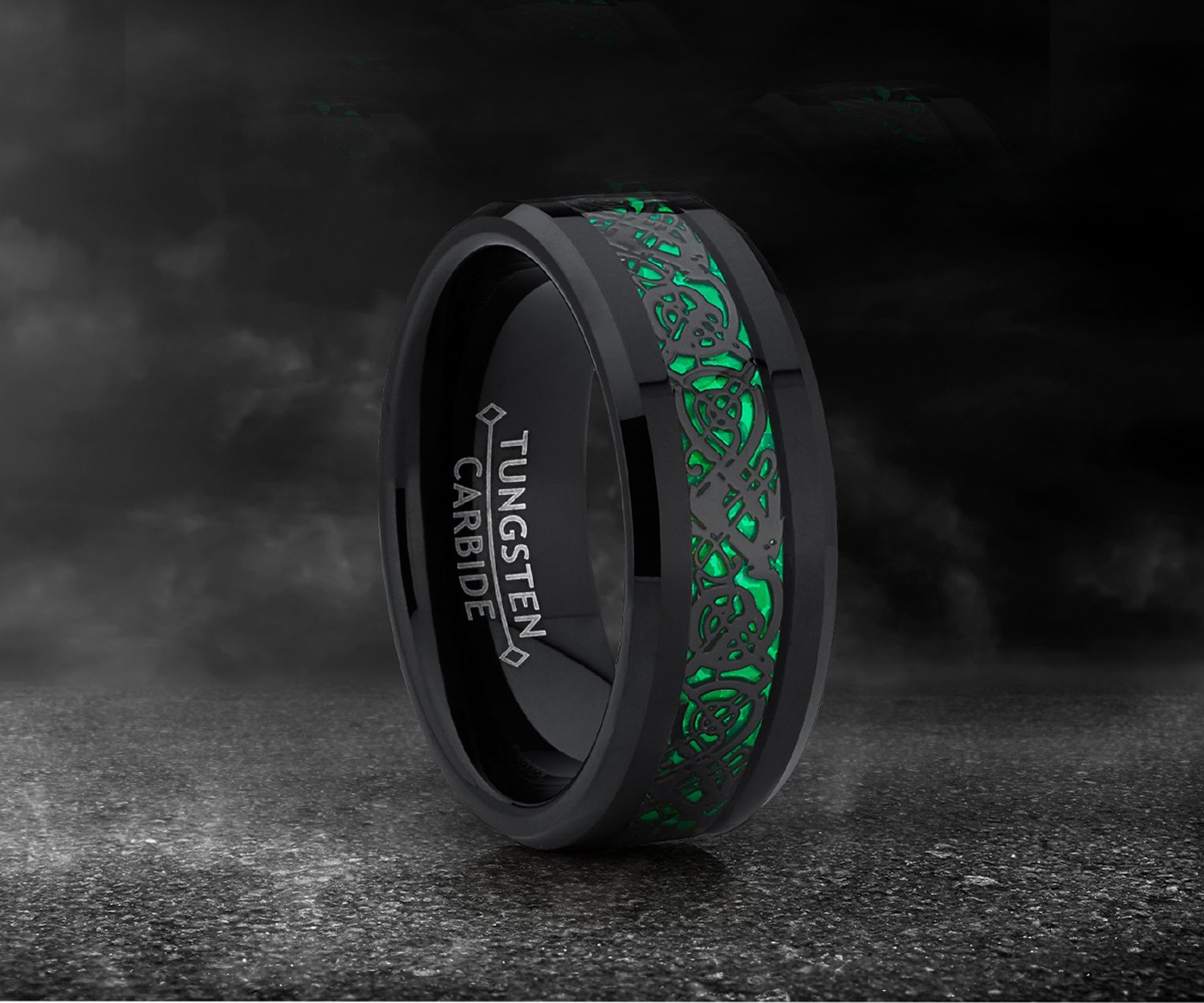 Metal Masters Co. Men's Black Tungsten Carbide Dragon Ring