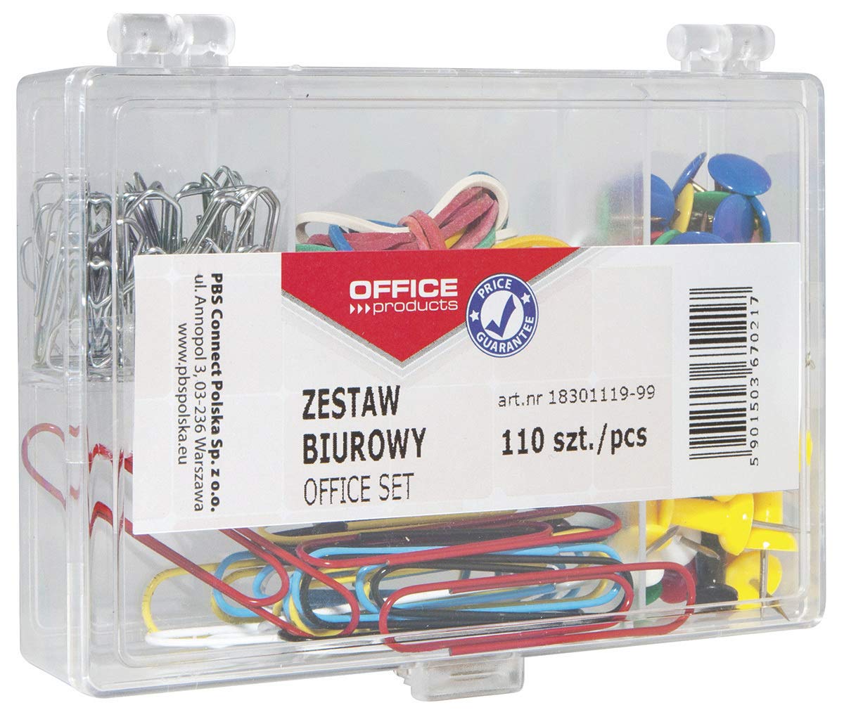 Office Set (Drawing Pins Rubbers Paper Clips) Office Products 110 Pcs Mix/Small Office Accessories/Type-Office/Kind-Organiser/Material-Metal/Plastic/Colour-Assorted Colours