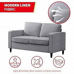 PUREMIND Grey Loveseat Couch for Small Spaces,Cozy