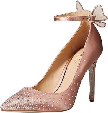 blush satin pumps