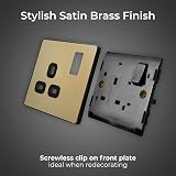 BG Electrical Evolve Satin Brass Single Switched Power Socket 13A PCDSB21B view 2