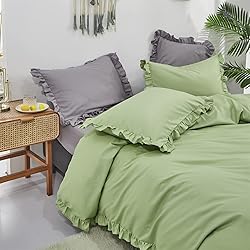 CLOTHKNOW Green Ruffles Comforter Set Full 3Pcs