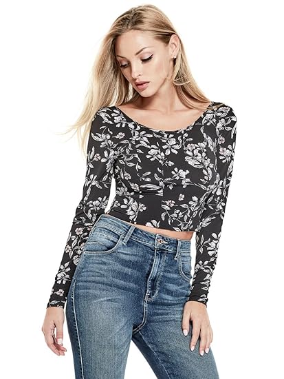 guess long sleeve crop top