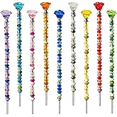 255Pcs Fairy Garden Accessories Outdoor Kit for Different Holidays, Fairy Wand Garden Stake Beads Kits with Large Hole Beads and Crystal Flowers, Beaded Garden Stake Kit (Crystal Flower)