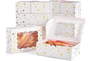 DOYIDE 12Pcs 9"x6"x3" Christmas Cookie Boxes with Window, White Bakery Boxes for Cookie, Treat Boxes Pastry Boxes for Gift Giving, Chocolate Covered Strawberries, Dessert, Donut, Cupcakes Muffins