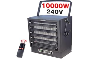 MHEOMTME 10000W/240v Electric Garage Heater, Hard Wired Fan-Forced Ceiling Mount Heater with Full-Function Remote and Safety Overheat Protection, Thermostat Control, ETL Compliant