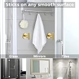 YUET Brushed Brass Self-Adhesive 2 Pcs Towel Hooks SUS 304 Stainless Steel view 5