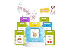 510 Words French & English Talking Flash Cards for Toddlers, Speech Therapy Toys, Preschool Learning Educational Toys, Birthd