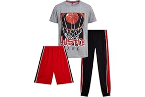 Pro Athlete Active Boys Pant Sets - 3 Piece Crew Neck Short Sleeve Boys TShirts Athletic Shorts and Jogger Sweatpants (8-16)