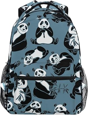 Amazon ブラックグレーかわいいパンダカジュアルバッグ リュック リュック ショルダーバッグ 流行 おしゃれ 人気 ラップトップバッグ こども 通勤 通学 リュックサック