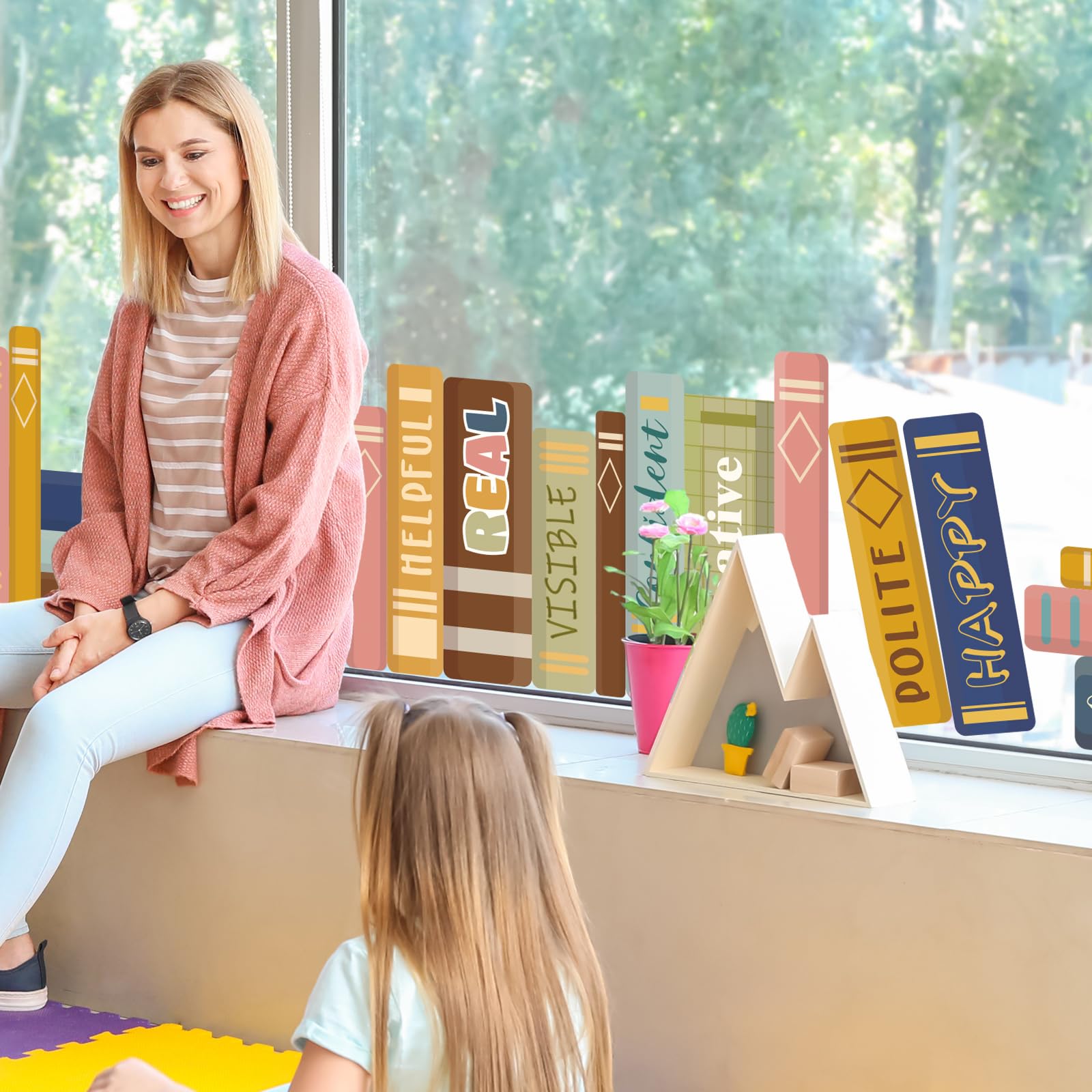 JarThenaAMCS Boho Book Window Clings Inspirational