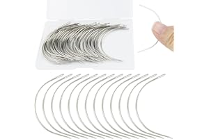 ArtCute 50 Pcs Curved Needles 3 Inch Curved Sewing Needles Leather Needles Weaving Needles Curved Upholstery Needle for Hand Sewing Carpet Leather Cavans Repairing Wig Making