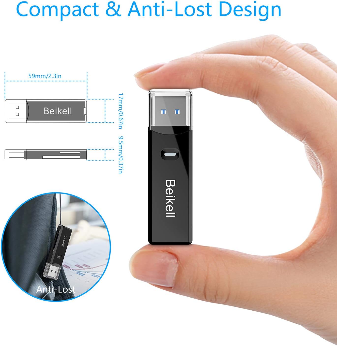 Beikell USB 3.0 Card Reader,High-speed SD/Micro SD Card Reader Memory Card Adapter-Supports SD/TF/SDHC/SDXC/MMC-Compatible with Windows,OS - Image 5
