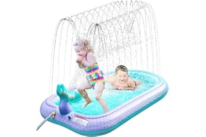 ANCESFUN Sprinkler & Splash Pad for Kids, 68" Large Outdoor Sprinklers Play Mat Summer Water Play Toys Inflatable Mermaid Sprinkler Pad, Fun Play Pool for Toddlers Babies Over 3 Years Boys Girls