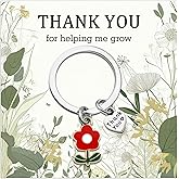 Sugchairo Cute Teacher Keychain Thank You for Helping Me Grow Thank You Gift for Teacher Valentines Teacher's Day