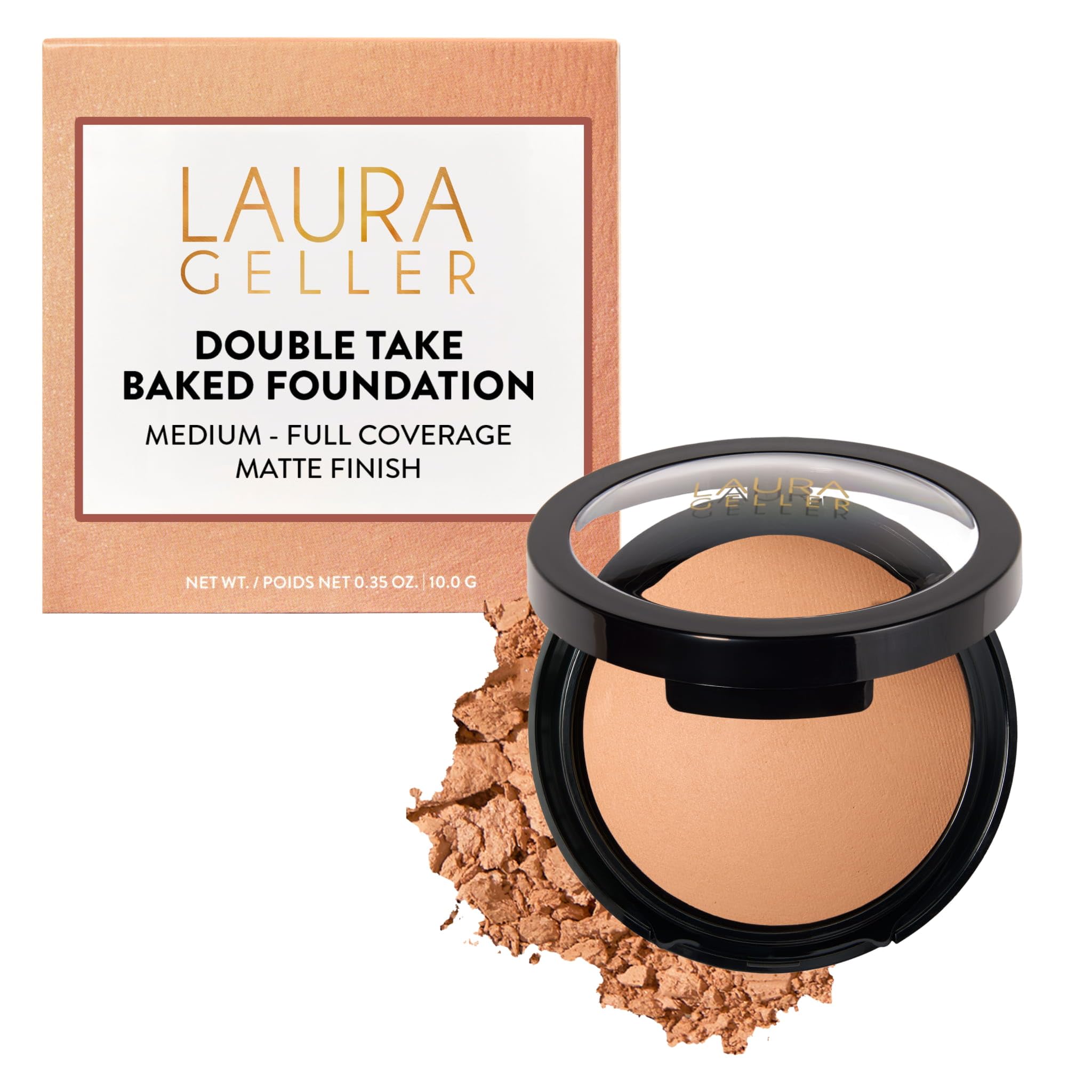 LAURA GELLER NEW YORK Baked Double Take Powder Foundation - Medium - Buildable Medium to Full Coverage - Matte Finish