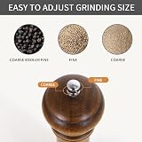 Haomacro 10 Inch Oak Wood Pepper Mill Salt Grinder Adjustable Ceramic Rotor view 5