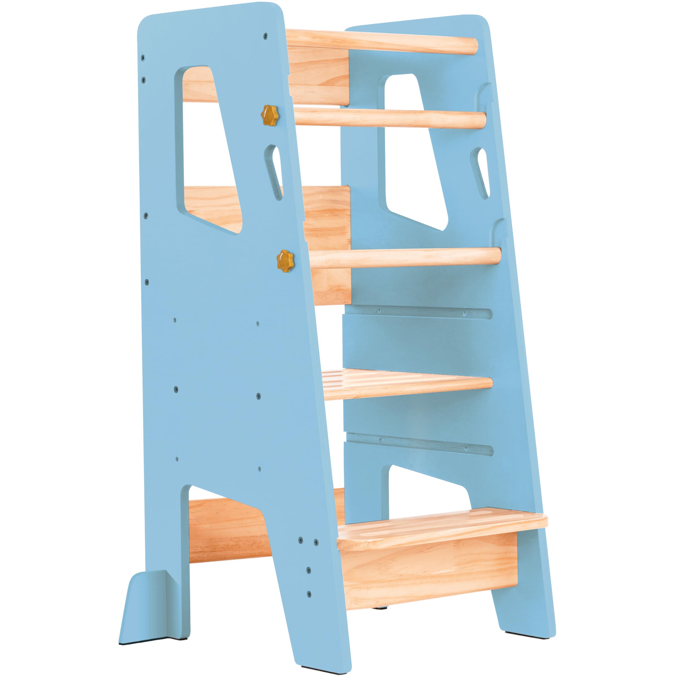 OCODILE Toddler Standing Tower - Adjustable Height Toddler Kitchen Stool Helper - Ideal Kids Kitchen Step Stool for Learning New Skills - Updated Design with Safety Feet - Blue Image