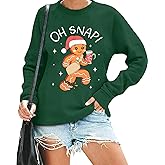 FAYALEQ Crewneck Sweatshirts Women: Gingerbread Graphic Shirts Funny Xmas Women Sweater Long Sleeve Pullovers