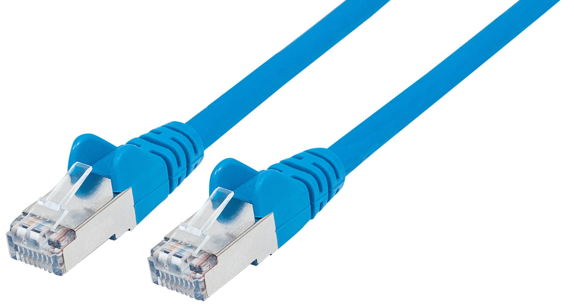 Intellinet Network Patch Cable, Cat7 Cable/Cat6A Plugs, 0.25m, Blue, Copper, S/FTP, LSOH / LSZH, PVC, RJ45, Gold Plated Contacts, Snagless, Booted, Polybag