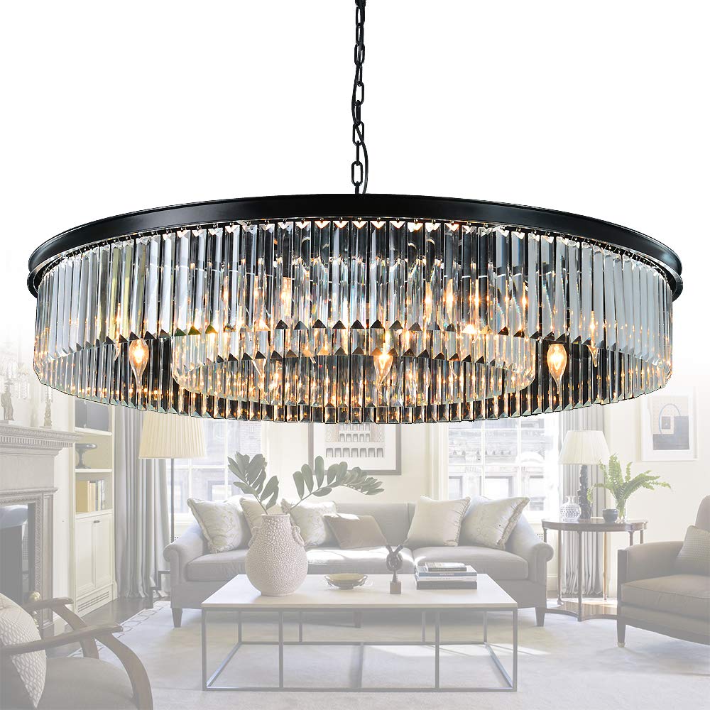 Meelighting Crystal Chandeliers Modern Contemporary Ceiling Lights Fixtures Pendant Lighting for Dining Room Living Room Chandelier D43" (12 Lights)