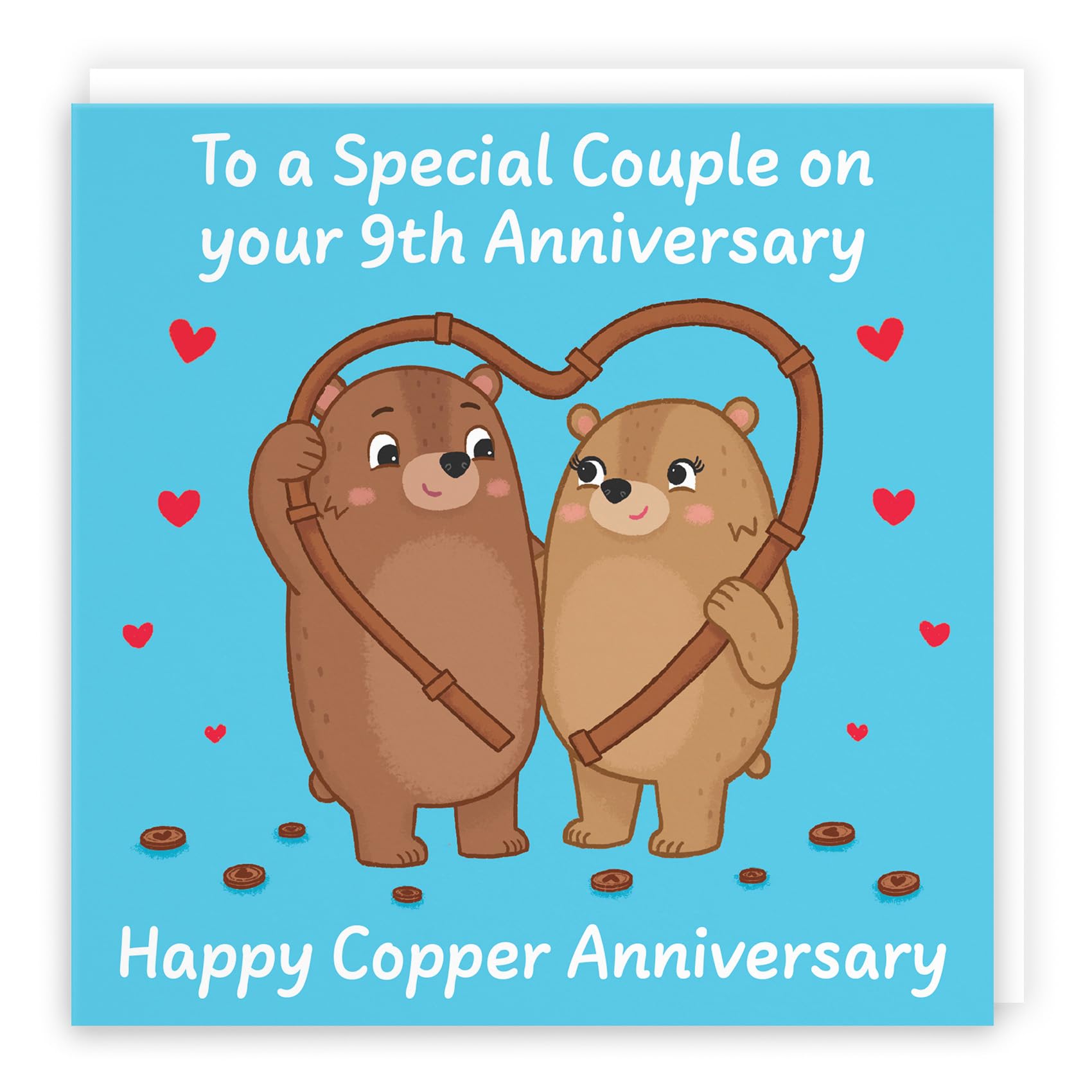 Hunts England - Couple 9th Anniversary Card - Copper Anniversary - 9 Years - Cute Fun Bears Card - Love Story Collection