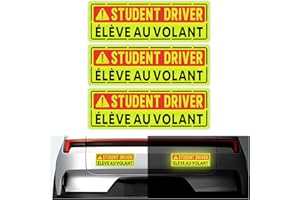 3PCS 9.61"x3.28" Bilingual Élève au Volant/Student Driver Magnet for Car,Reflective Student Driver Sticker Magnet for Car to 