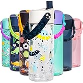 Elemental Water Bottles for Kids - Splash Kids Water Bottle for School with Pop-it Handle - BPA Free Tritan Plastic Water Bottle with Straw Leak Proof when Spout is Closed - Alien Invasion - 18oz