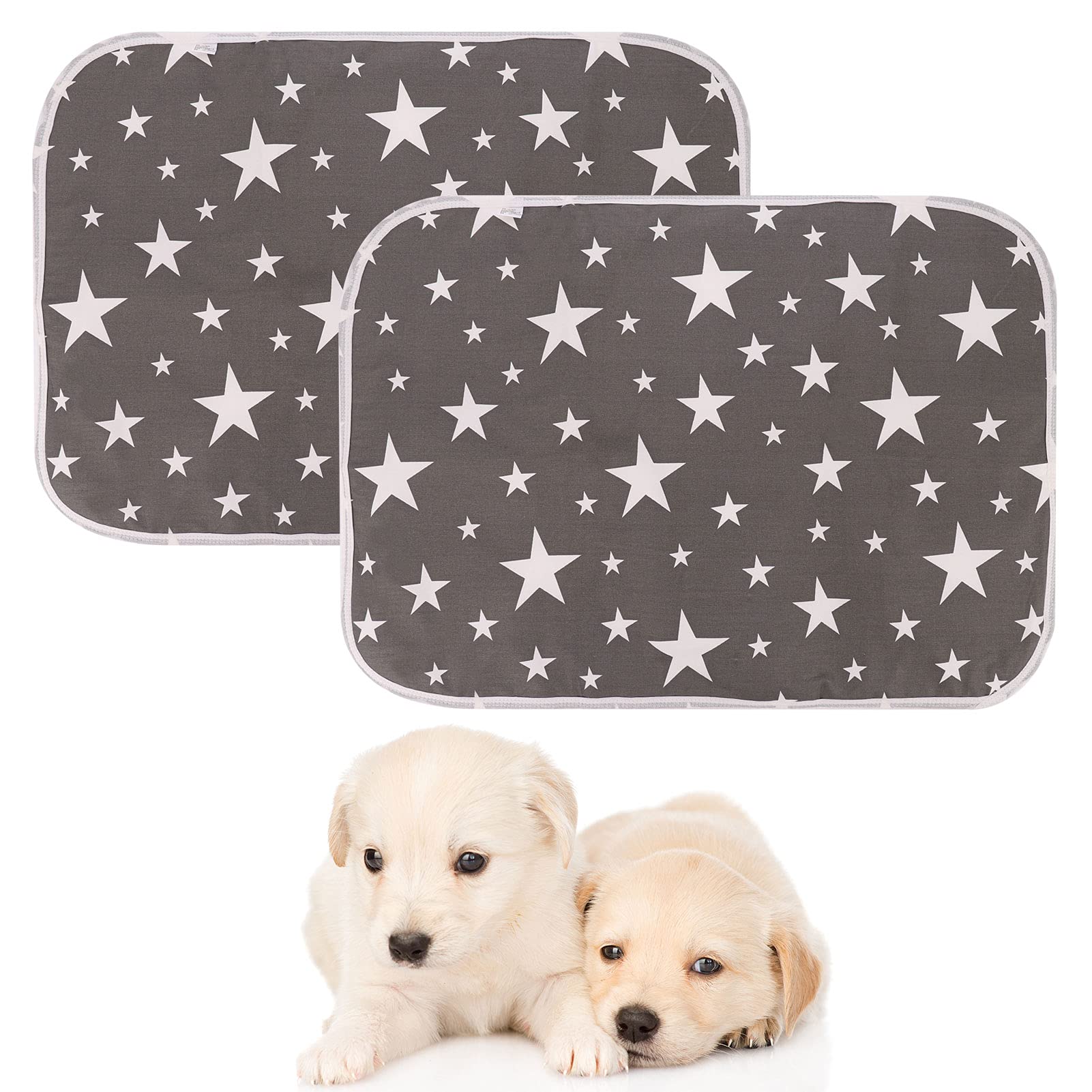 Bestomrogh 2 Pcs Puppy Training Pad Waterproof Dog Mat Non-Slip, Washable Fast Absorbing Puppy Pee Pad, Reusable Puppy Training Mat Pet Pee Pads Suitable for Dogs, Cats and Rabbit (50x70cm) (Grey)
