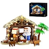 Jesus Nativity Building Set with Lights, 1000PCS Nativity Blocks Compatible with Lego, Holy Family &amp; Animals, Great Easter, Christian, Birthday Gift for Kids Adults