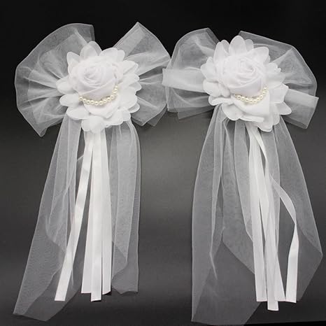 Buy Binwwede Wedding Car Decorations 2pcs Silk Ribbon Flower With