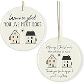 Neighbor Gifts – Christmas Ornament – Gifts for Neighbors – Double-Sided Printed Ceramic Ornament