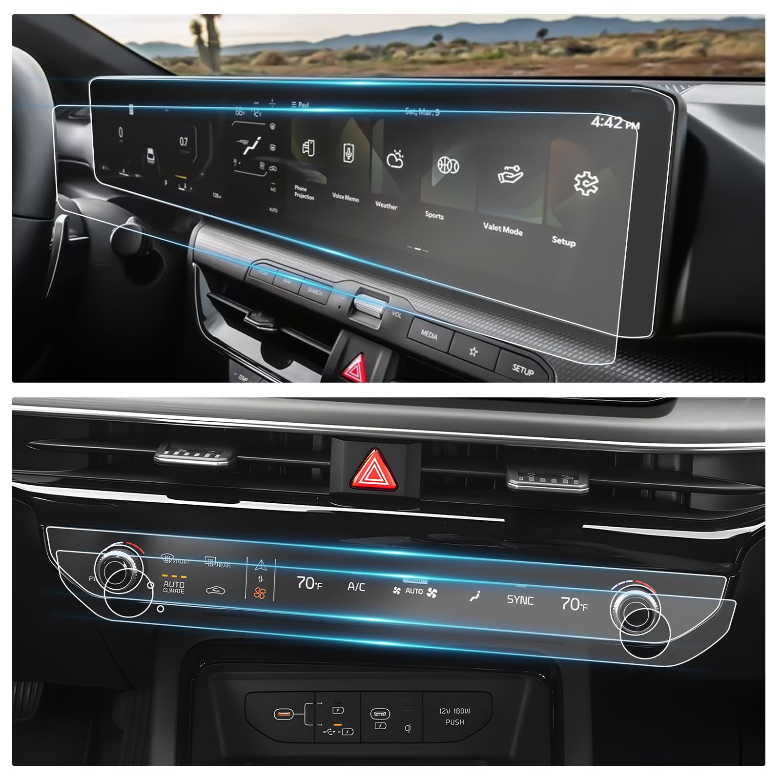 Photo 1 of YEE PIN 2025 Kia K5 Screen Protector Antiglare for 2025 2026 Kia K5 (LXS,GT-Line, GT, EX) 12.3" Panoramic Display Climate Control Touchscreen Cover Screen Saver for 2025 K5 Accessories 4 Pack
