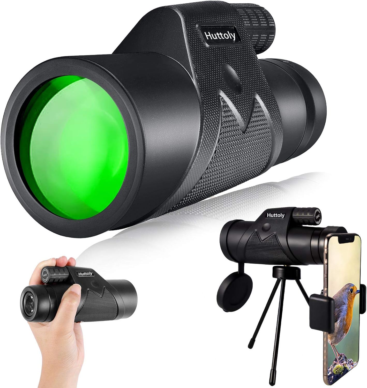 Monocular 12X42 Monocular Telesacope, HD Stars Monocular with Smartphone Holder and Tripod, Zoom Low Night Vision Monoculars for Adults Bird Watching Hiking Hunting Traveling : Camera & Photo