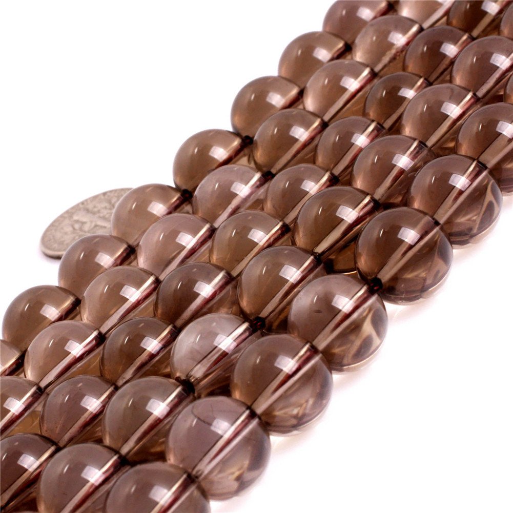 AAA Grade Round Grey Natural Smoky Quartz Beads for Jewellery Making 15'' (12MM)