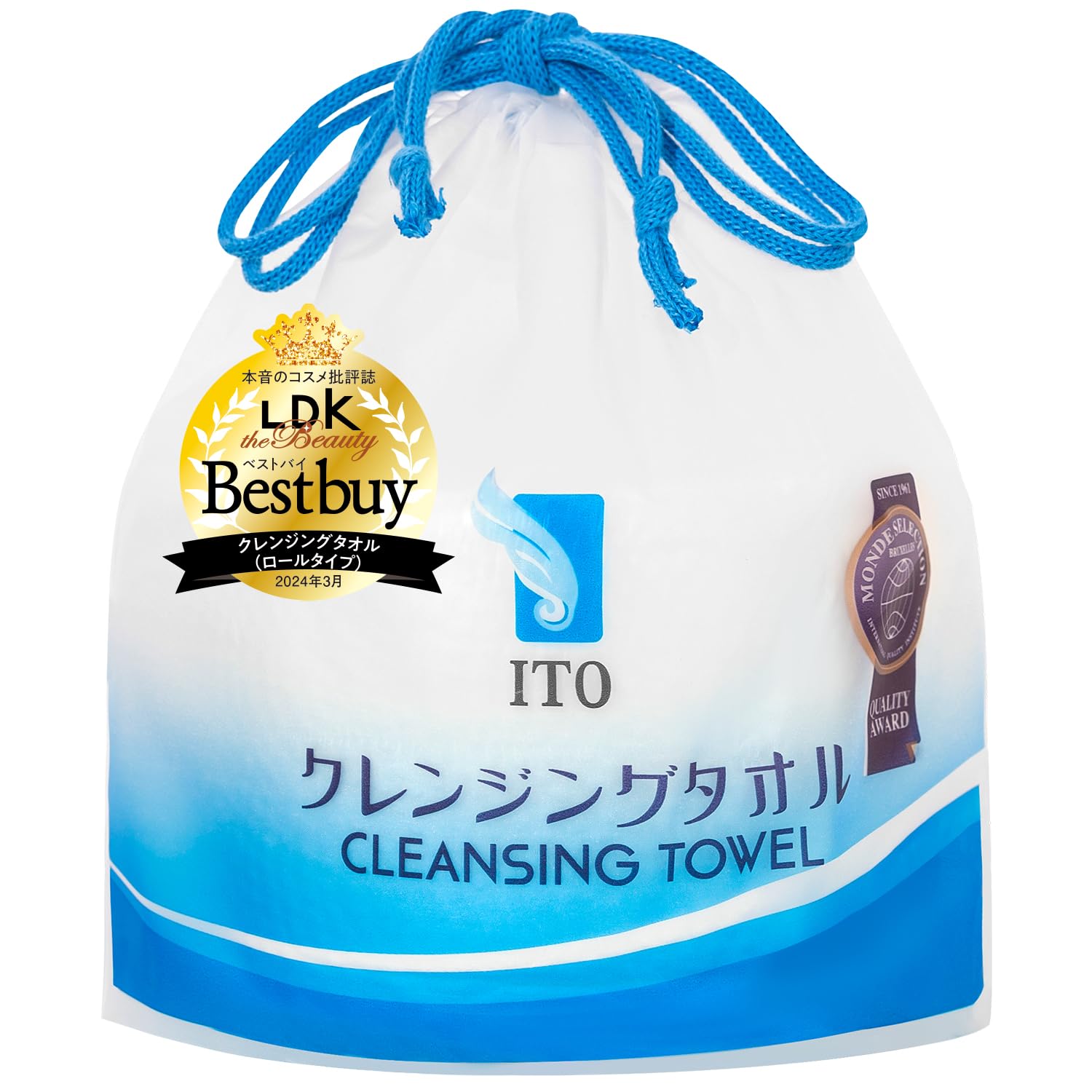 ITO クレンジングタオル 長さお取り自由 使い捨てタオル 乾湿両用 洗顔 使い捨て フェイシャルタオル コットンパフ メイク落とし クレンジング フィットネス スポーツ用タオル 敏感肌 肌荒れ対策 ITOオリジナル鮫小紋エンボス商品画像