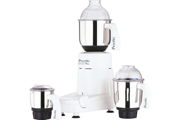 Preethi Eco Plus Mixer Grinder 110-Volt for use in USA/Canada, white, 3-jar
