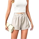 winkbay Women's Pleated Wide Leg Shorts Summer High Waisted Casual Shorts with Pockets