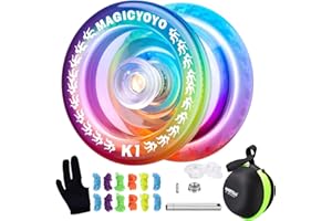 MAGICYOYO Responsive YoYo K1-Plus for Kids Beginners with Yoyo Storage Bag + 12 Yoyo Strings and Yo-Yo Glove Gift (Blue Pink Yellow)