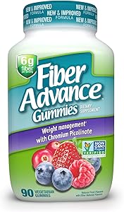 FiberAdvance Weight Management Gummies: Plant Based Fiber for Digestive Health and Chromium Picolinate for Weight Management Support, 90ct (30 Day Supply)